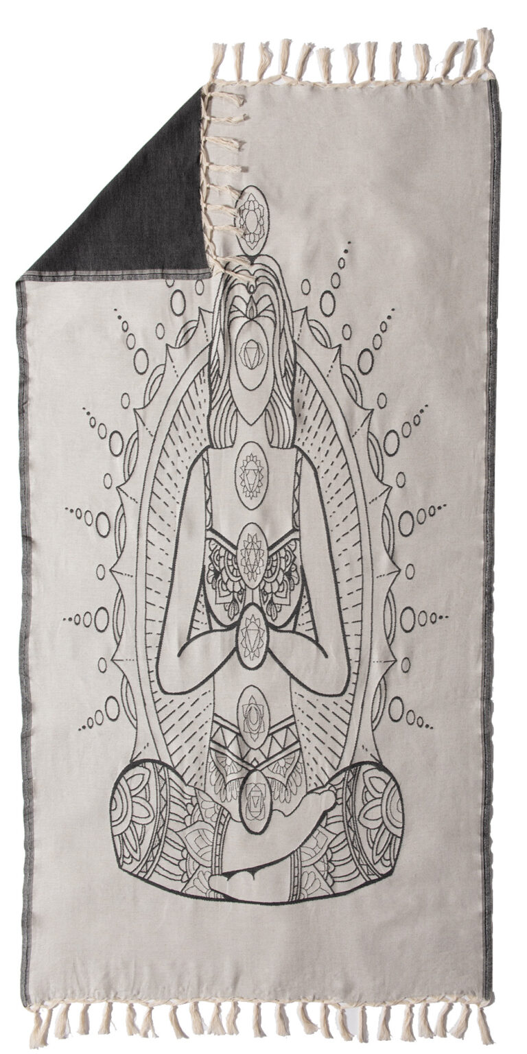 pink manta fouta towel chakra black linen
