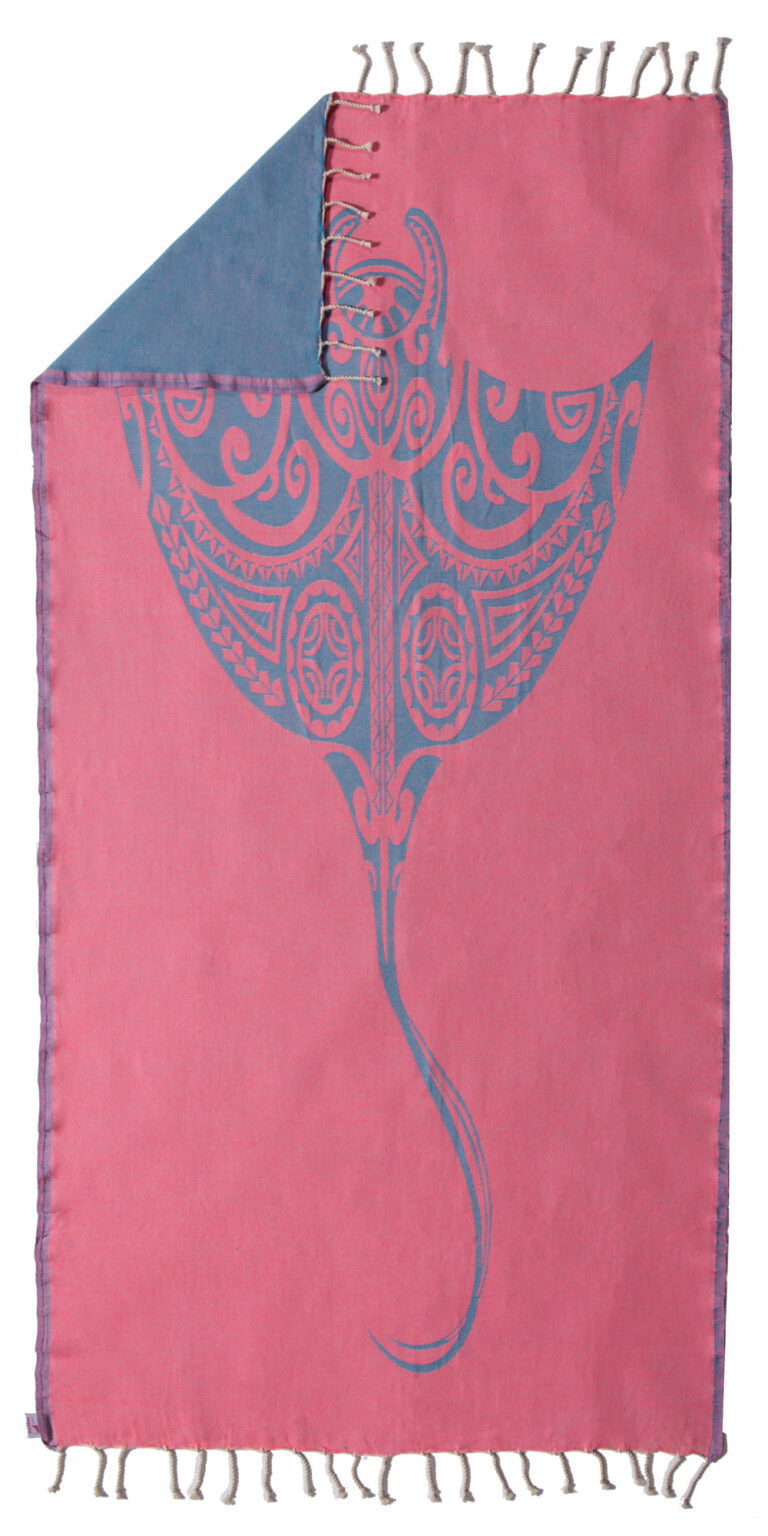 pink manta fouta towel turquoise fluo pink