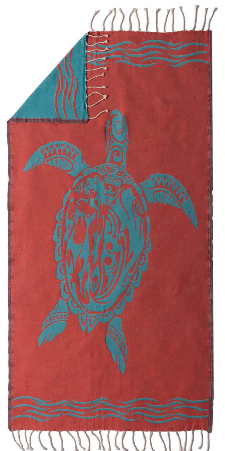 pink manta fouta towel turtle mermaid coral turquoise